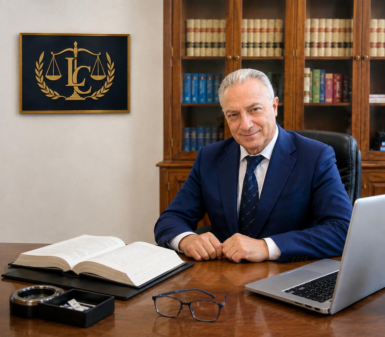 Avv. Luigi Cosenza nel proprio studio